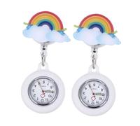 Didiseaon Montre de Poche Clipse pour Infirmière et Médecin 2 Pièces, Silicone Étanche Design Arc-en-Ciel Lumineux, Facile à Lire en Milieu Médical