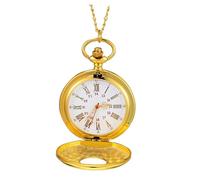 Didiseaon Montre de Poche Vintage Alliage avec Chiffres Romains Montre Rétro Décorative Unisexe Compacte avec Étui de Rangement Design Antique pour Hommes et Femmes