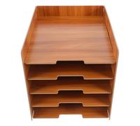 Didiseaon Organiseur de Fichiers en Bois Multicouche Porte-Documents Vertical 5 Niveaux Rangement Bureau et École Organiseur de Dossiers Marron Effet Noyer Trieur de Documents Pratique