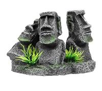 Didiseaon Ornements D'aquarium De Statue en Pierre Moai D'aquarium Décor De Roche D'aquarium Figurines en Pierre Moai Sculpture Moaï Beaux Ornements Artisanat Miniature Résine Poisson Betta