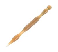 Didiseaon Outil Acupression Double Tête Corne Naturelle Stylo de Massage Facial et Réflexologie pour Oreille Cou Épaules et Dos Massage Compact pour Points de Pression