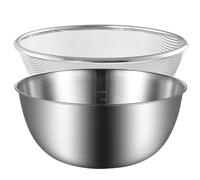 Didiseaon Panier à Fruits en Acier Inoxydable 2 Étages Égouttoir et Bac Inférieur Cuisine, Poignée des Deux Côtés, Adapté pour Fruits et Aliments Préparés