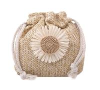 Didiseaon Paquet Bandoulière Tricoté Blanc Style Chic, Pochette Épaule | Motif Floral, Composition Synthétique, Format Léger, pour Clés et Cartes, Usage Quotidien et Vacances