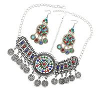 Didiseaon Parure Bijoux Femme Vintage Mariage avec Chaîne Ajustable et Boucles Doreilles Pendantes pour Tête Femme Originale