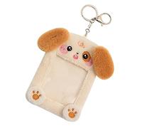 Didiseaon Pendentif Porte-clés Etui Carte bancaire étui Carte bancaire farci Dessin animé Petit Badge Pochette de Carte Postale en Peluche Pochette de Cartes Postales en Tissu Light Brown