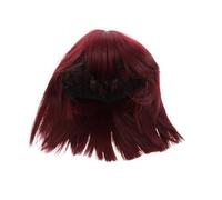 Didiseaon Perruque Courte Rouge Vin Frange de Synthétiques Droits pour Cosplay et Fêtes Accessoire à Épaule pour Look Naturel