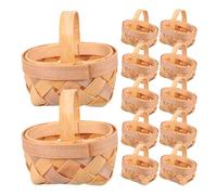 Didiseaon Petits Paniers Miniatures Tissés en Bois Poignées Décoratifs et Pratiques Résistants aux Fissures pour Lot de 12 Rebord de Fenêtre ou Table à Manger