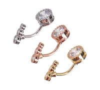 Didiseaon Piercing Nombril Élégant 3 Pièces En Acier Inoxydable Argenté, or Rose Et or Clou De Nombril Pendentif Rond Pour Femme Accessoires De Mode Festival Fête Taille Standard