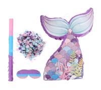 Didiseaon Pinata Queue Sirène pour Fête Anniversaire Décoration Colorée Jeu Interactif avec et Bandeau pour Garçon Fille