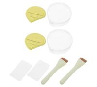 Didiseaon Pinceau Estompeur Fin Biseauté pour Fond de Teint Liquide Spatule Plate Multifonction Palette de Mélange et Boîte à Poudre Blanche Set 2 Pièces pour Maquillage Visage Précis et
