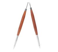 Didiseaon Pinceaux de Nail Art Double Tête en Bois de Santal Marron Embouts en Silicone pour Sculpture de Fleurs et Finition des Bords, 2 Pièces pour Travaux Détaillés et Dessins Minutieux