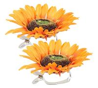 Didiseaon Pinces à Rideaux sans Perçage Forte Force de Serrage Décoratives Lot de 2 Tournesol en Métal et Tissu Soie pour Chambre et Bureau