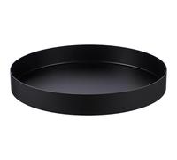 Didiseaon Plateau Rond Métallique Noir Plateau de Service Polyvalent Acier Inoxydable Surface Lisse et Design Élégant pour Rangement Décoration et Service à Thé