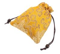 Didiseaon Pochette à Cordon en Soie Brodée Dorée 13X16 Cm Paquet de Rangement Compact pour Bijoux Clés Cosmétiques Accessoires Polyvalents pour Déplacements