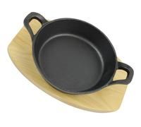 Didiseaon Poêle à Œufs Antiadhésive en Fonte 16 CM Double Poignée et Support en Bois Poêle Multifonction pour Petit-Déjeuner Cuisson Œufs et Crêpes Ustensile la Cuisine Solide et Facile