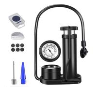 Didiseaon Pompe à Pied Portable Mini Haute Pression pour Vélo Gonfleur de Pneu avec Manomètre Noir et Kit de Réparation Accessoires Aléatoires