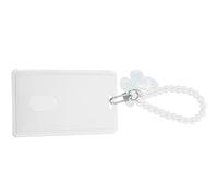 Didiseaon Porte-Badge Vertical Transparent en PVC avec Couvercle Coulissant, Porte-Cartes Double Face avec Porte-Clés, Pochette Compacte pour Carte D’Identité, Badge Nominatif et Cartes de