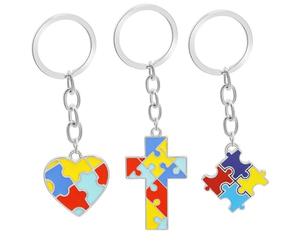 Didiseaon Porte-clés en Alliage 3pcs Puzzle Autisme en Différentes Couleurs, Accessoire Créatif et Délicat pour Organiser Clés, Présent Anniversaire