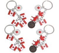 Didiseaon Porte-clés et Décoration de Fête Drapeau National Canadien en Alliage de Zinc , Lot de 4 Pièces , Pratique pour Organiser Clés Entre Collègues