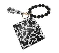 Didiseaon Porte-clés Silicone à Perles Porte-Monnaie Portable avec Anneau Porte-clés Vache Grain de Vache Porte-Cartes Compact pour Femme
