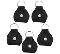 Didiseaon Porte-médiators Guitare en Cuir PU Noir, Lot de 5 Pochettes de Rangement Compactes avec Porte-clés, Étui de Transport Pratique pour Médiators de Guitare, Ukulélé et Basse,