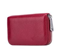 Didiseaon Portefeuille Anti-RFID Élégant en Cuir Véritable, Porte-Cartes Compact pour Homme, Protection Le Vol Électronique, Format Petit Taille, Voyage et Usage Professionnel, Couleur Rouge Foncé