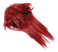 Didiseaon Postiche Cosplay Mulet Longue Rouge Vin en Fibre Haute Température Coiffage Flexible et Confort pour Performances et Déguisements Manga