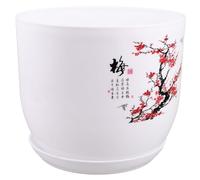 Didiseaon Pot Plante Intérieur Résine Grand Format avec Soucoupe Drainage Jardinière Design pour Succulentes Bureau Salon Balcon