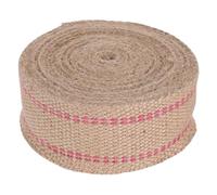 Didiseaon Ruban de Jute Décoratif avec Rayures Rouges Sangle de Remplacement pour Siège de Chaise Bande Toile Naturelle pour Bricolage Décoration Rustique et Réparation de Mobilier