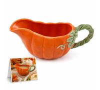 Didiseaon Saucière en porcelaine en forme de citrouille avec poignée, 340,2 g pour Halloween, fête d'automne, réunions de famille, récipient à sauce pour crème et vinaigrette