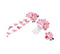Didiseaon Set de 3 Barrettes à Cheveux Style Japonerie en Tissu Fleurs Décorations Élégantes pour Kimono et Yukata Accessoires de Coiffure