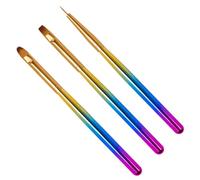 Didiseaon Set de 3 Pinceaux Manucure en Nylon PC Colorés, Stylo pour Nail Art Créatif, Poils Résistants sans Chute, pour Décoration D'ongles Semi-permanente