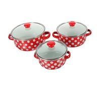 Didiseaon Set de Marmites Émaillées Miniatures avec Couvercles Pots à Double Anse pour Cuisson Uniforme et Facile pour Usage Domestique et Rangement Compact