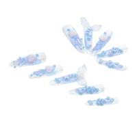 Didiseaon Stickers pour Ongles Petite Sirène Faux Ongles à Coller Style Océan Effet Gelée Paillettes Motif Poisson Réutilisables pour Manucure DIY