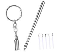 Didiseaon Stylo Porte Clé Rétractable Acier Inoxydable Mini Stylo Portable avec Recharge Compact pour