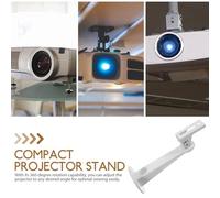 Didiseaon Support Mural Réglable pour Projecteur Micro Portable en Acier Blanc Rotation 360 Degrés Fixation à Trou Unique Support Compact pour Installation Murale Domestique