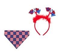 Didiseaon Tenue Chic pour Animal De Compagnie pour Le Jour De Lindépendance des États-Unis - avec Bandeau Et Foulard pour Un Plaisir Festif