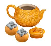 Didiseaon Théière en Céramique Style Chinois Orange 1 Petite Théière Kung-Fu 2 Bocaux de Rangement pour Thé en Vrac Service à Thé pour Maison et Bureau Infusion Pratique pour Amateurs