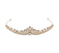 Didiseaon Tiare pour Mariage en Métal Léger Pierres Brillantes, Accessoire de Costume de Reine Doré, Décoration Capillaire pour Femmes, pour Anniversaire et Photo Prop