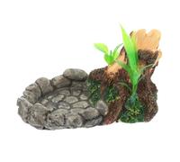 Didiseaon Tortue Bassin Eau Style Roche Antidérapant Bol Alimentation Reptile Lézard Serpent Aquarium Accessoire Terrarium