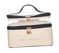 Didiseaon Trousse De Maquillage Double Couche Sac De Voyage Organisateur Cosmétique avec Compartiments Séparés Et Poignée Pochette De Toilette Étanche pour Accessoires De Beauté Et