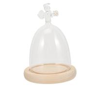 Didiseaon Verre Transparent avec Base Bois pour Fleurs Éternelles Décoration Angelique pour Gâteaux Et Figurines pour Ambiance Romantique Et Élégante