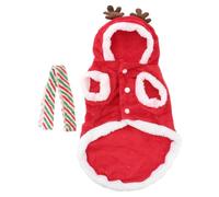 Didiseaon Vêtement de Noël pour Chien Renne en Peluche, XL, Flanelle | Écharpe Assortie, Cornes D’élan, pour Chien ou Chat, Usage Extérieur et Fêtes, Rouge