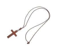 Didiseaon Wood Cross Necklace Long Chain Lightweight Natural Wood Crucifix Pendant For Men Women Casual Formal Wear Rustic Religious Jewelry
