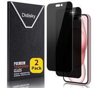 Didisky Didsky Lot de 2 Protecteur Verre Trempé Anti-Espion pour iPhone 15, Avec Cadre de Montage, facile à installer, Dureté 9H, Pas de Bulles, Haute définition