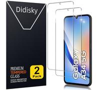 Didisky Lot de 2 Protecteur Verre Trempé pour Samsung Galaxy A34 5G 6.6'', Film Protection écran, résistance aux Rayures, dureté 9H, Pas de Bulles, Haute définition