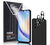 Didisky Lot de 3 + 2 films protecteurs d'écran en verre trempé pour Samsung Galaxy A34 5G, avec 2 protections d'objectif d'appareil photo, 9H, faciles à installer, résistant aux rayures, HD