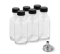 DIDITIME Lot de 6 bouteilles à shot de 60 ml avec bouchons et entonnoirs en acier inoxydable, réutilisables, mini bouteilles de voyage de 60 ml avec couvercles pour potion, shots de gingembre, huiles