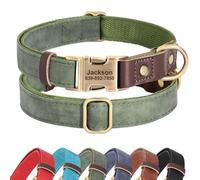 Didog Collier personnalisé pour chien en cuir synthétique, doux et durable, collier de Noël réglable avec plaque nominative et boucle en métal à dégagement rapide pour chiens de petite, moyenne et
