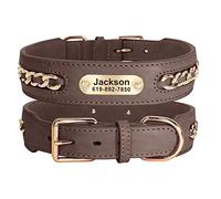 Didog Collier pour Chien en Cuir véritable, Collier pour Chien en Cuir tressé en métal personnalisé avec Large Plaque Nominative, réglable et Durable pour Chiens de Grande Taille, Marron, Taille XXL